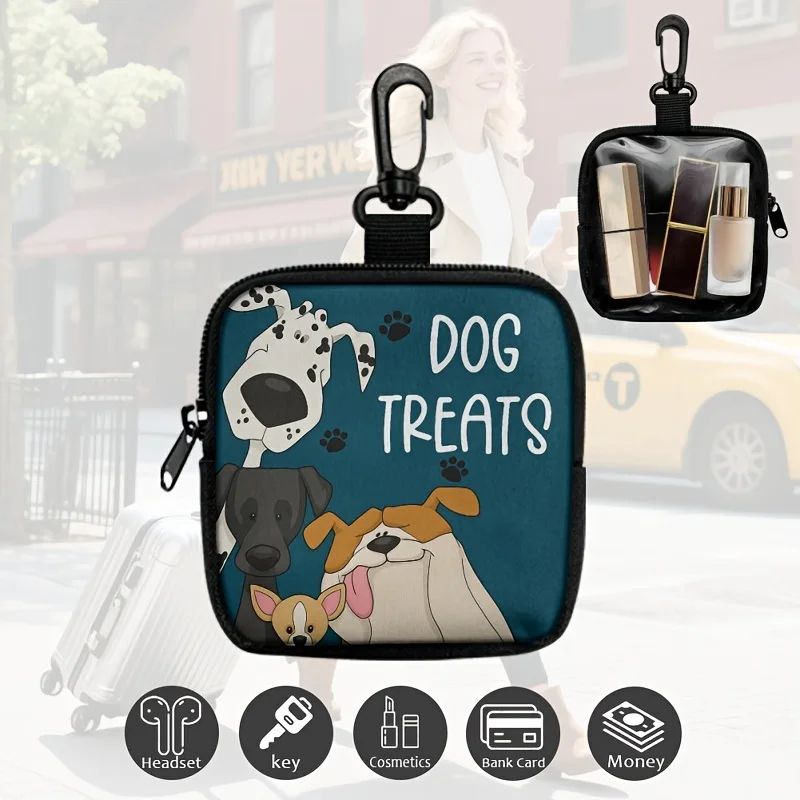 Dog Print Dog Treat Bag With Hook Zipper ClipOn Dog Training Treat Pouch For Walks 2