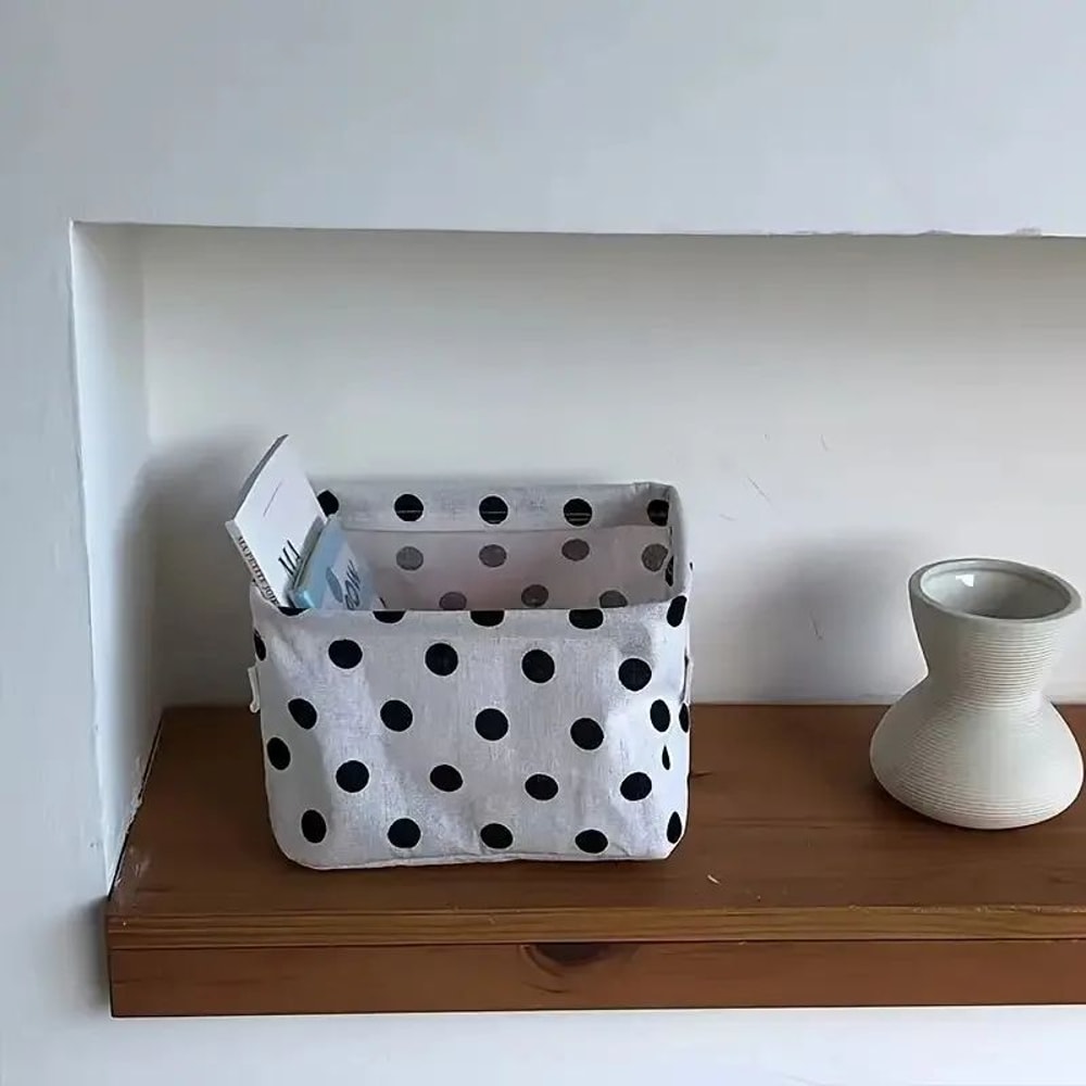 Foldable Cotton Linen Desktop Storage Baskets 2Pack Waterproof Canvas Organizer With Handles 3