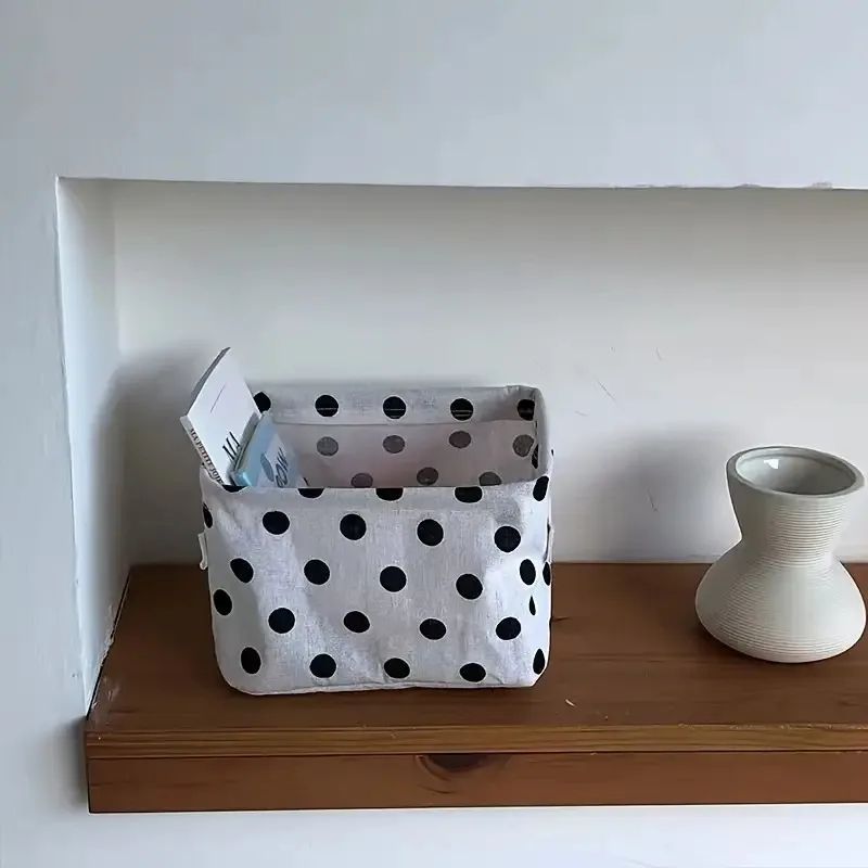 Foldable Cotton Linen Desktop Storage Baskets 2Pack Waterproof Canvas Organizer With Handles 3