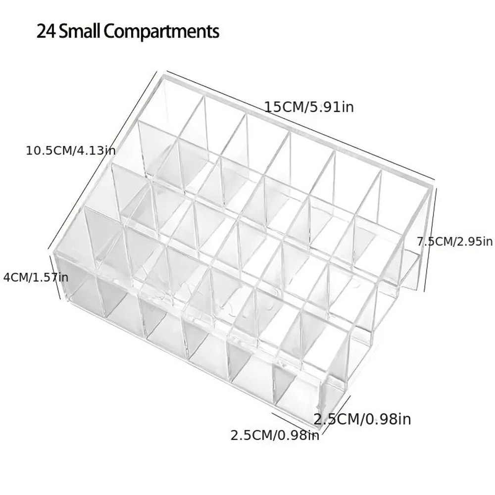 Clear Acrylic 24Slot Lipstick Organizer Vanity Makeup Storage Box 5