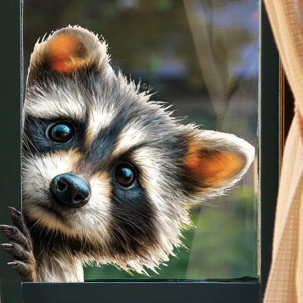 Peeking Raccoon Window Cling Sticker Static Cling Window Decal For Cute Home Decor 1
