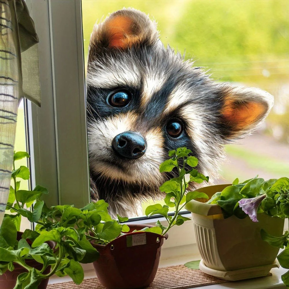 Peeking Raccoon Window Cling Sticker Static Cling Window Decal For Cute Home Decor 2