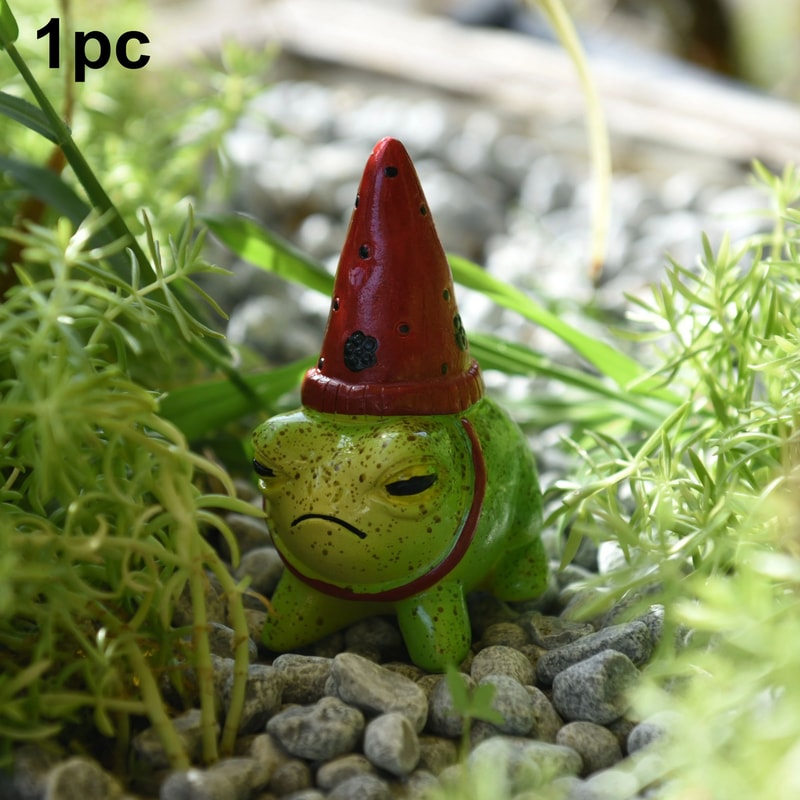 Charming HatWearing Resin Frog Figurine For Fairy Garden And Succulent Planters 6