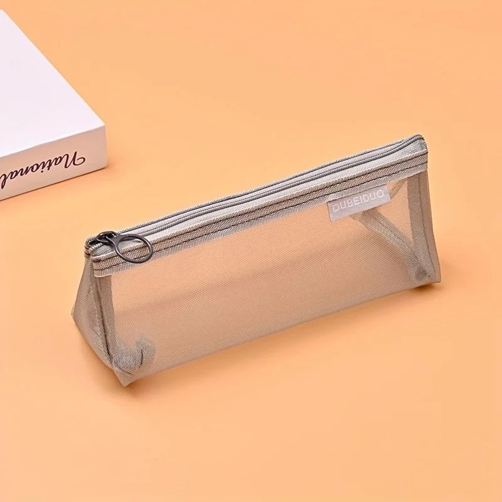Transparent Mesh Pencil Case Zipper Pouch Kawaii Stationery Organizer For School Office 5