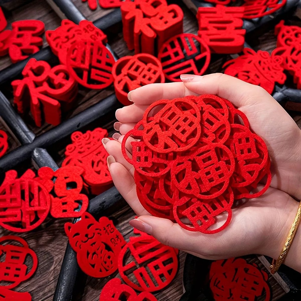 150Piece Chinese New Year Decorations Fortune Window Door Sticker Set For Happy Home Decorating 0