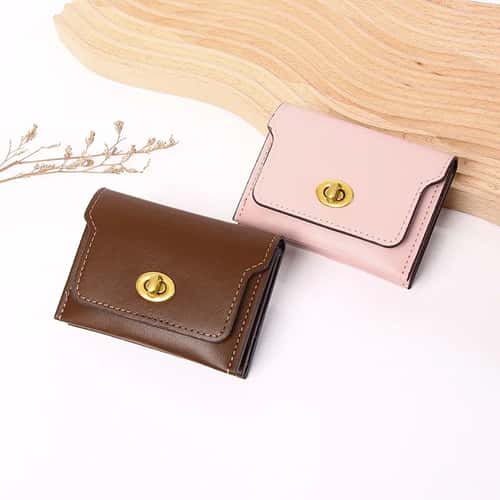 Compact womens wallet with Hasp Closure – Mini PU leather wallet Card & Coin Organizer