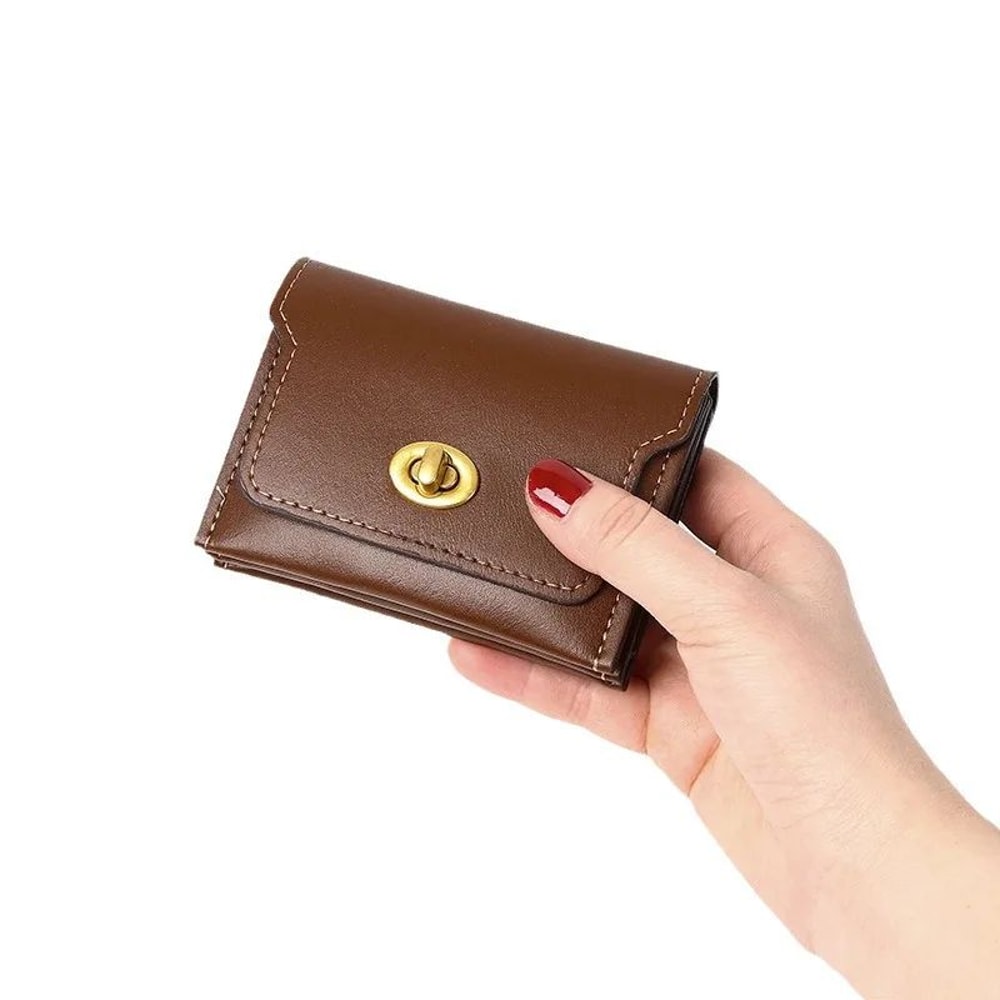 Compact Womens Wallet With Hasp Closure Mini PU Leather Wallet Card Coin Organizer 1