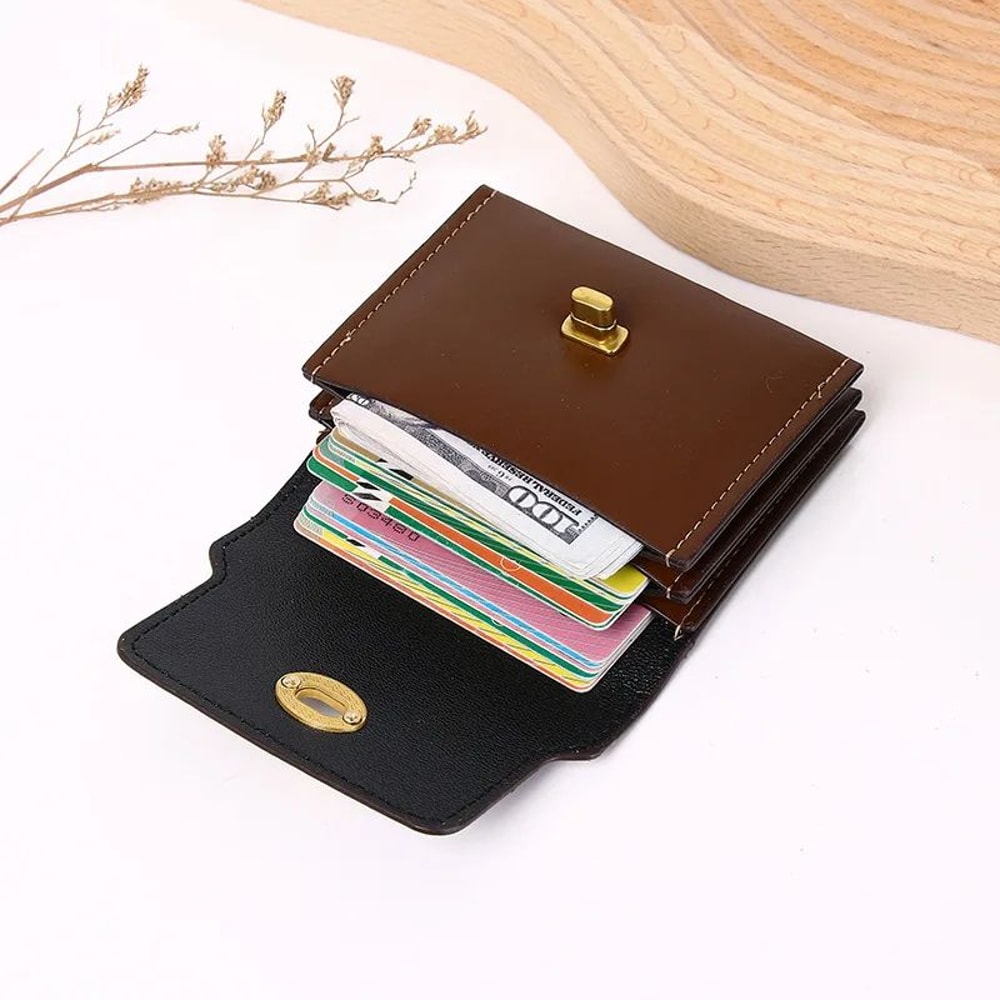 Compact Womens Wallet With Hasp Closure Mini PU Leather Wallet Card Coin Organizer 2