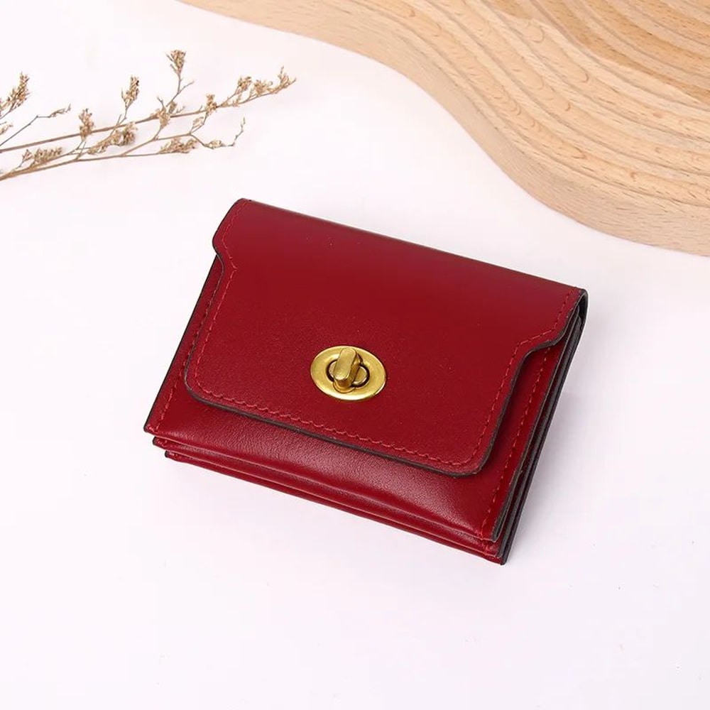 Compact Womens Wallet With Hasp Closure Mini PU Leather Wallet Card Coin Organizer 4