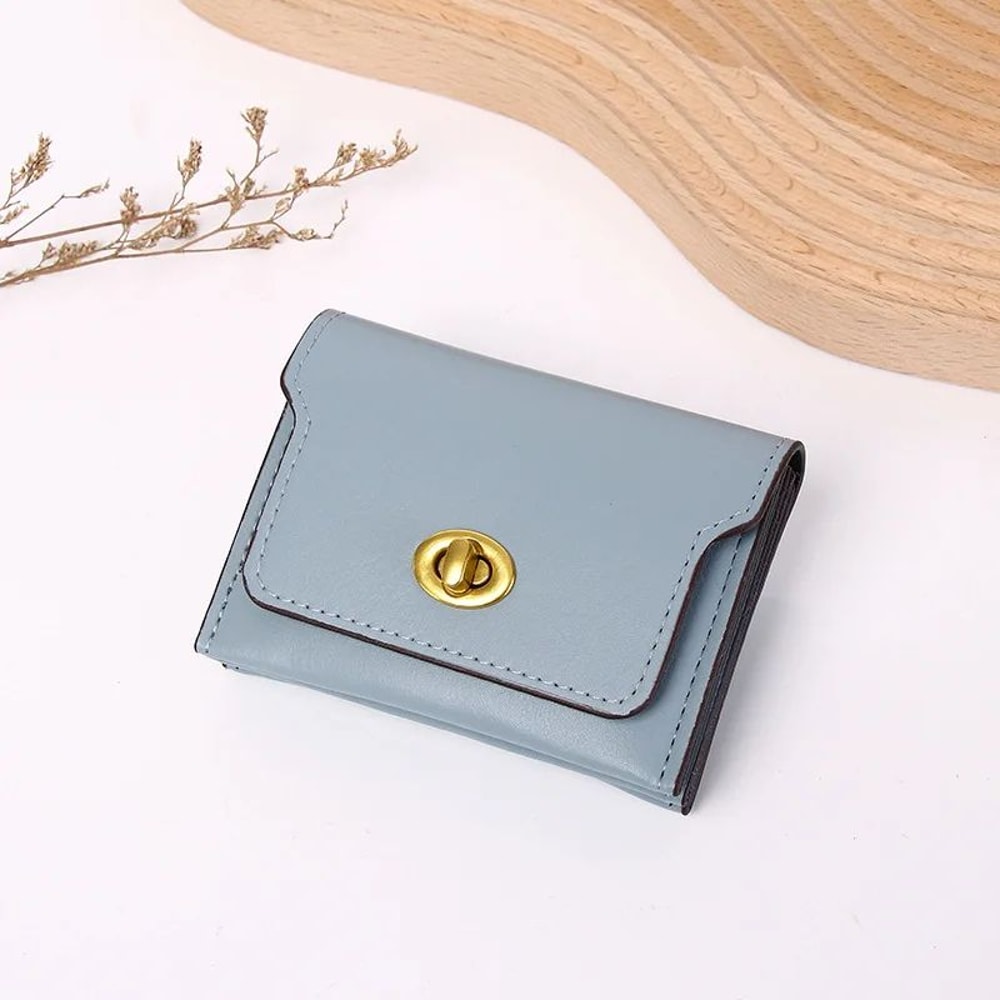 Compact Womens Wallet With Hasp Closure Mini PU Leather Wallet Card Coin Organizer 9