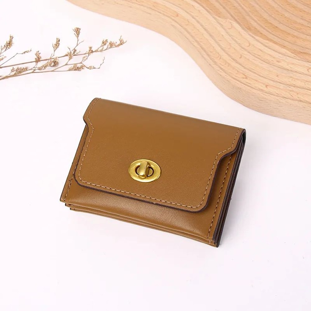 Compact Womens Wallet With Hasp Closure Mini PU Leather Wallet Card Coin Organizer 13