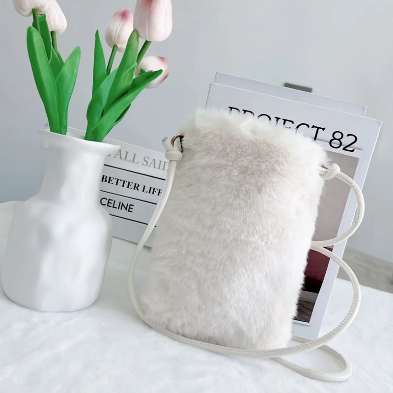 Plush Chic Womens Large Capacity Crossbody Shoulder Bag Cozy Winter Phone Purse 9