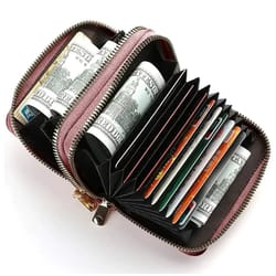 compact womens wallet in pu leather wallet design - zipper coin pocket & card holder