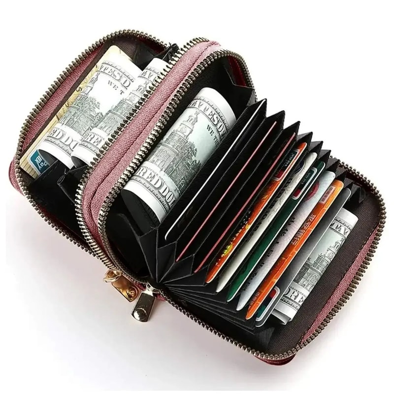 Compact Womens Wallet In PU Leather Wallet Design Zipper Coin Pocket Card Holder 0