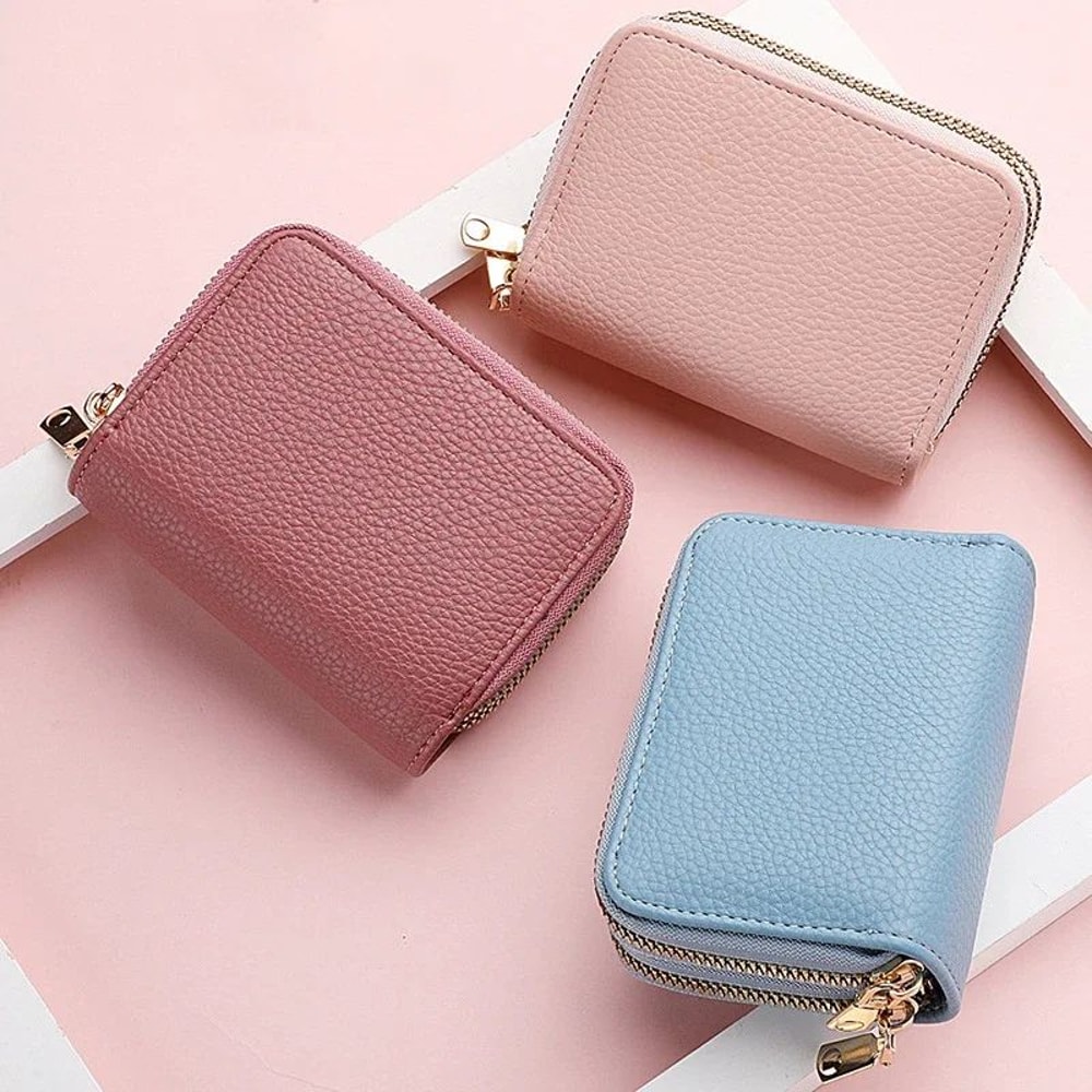 Compact Womens Wallet In PU Leather Wallet Design Zipper Coin Pocket Card Holder 1