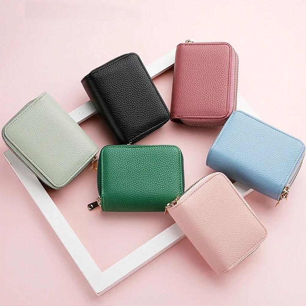 Compact Womens Wallet In PU Leather Wallet Design Zipper Coin Pocket Card Holder 5