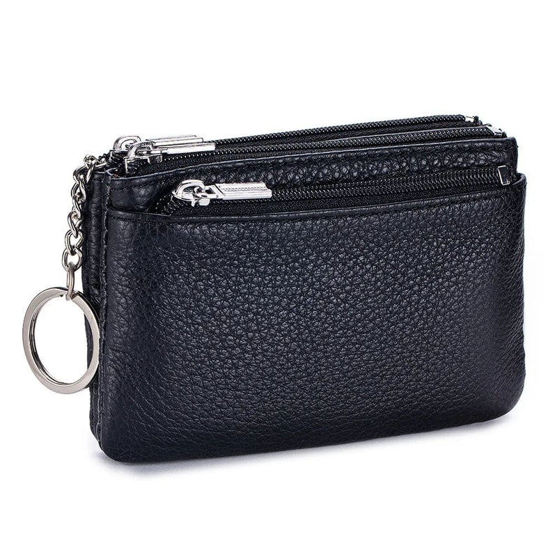 Soft Genuine Leather Zipper Wallet For Women Large Capacity Coin Purse With Keychain 7
