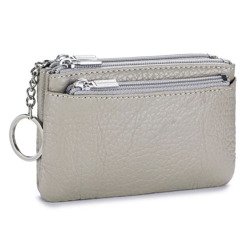 Soft Genuine Leather Zipper Wallet For Women Large Capacity Coin Purse With Keychain 8