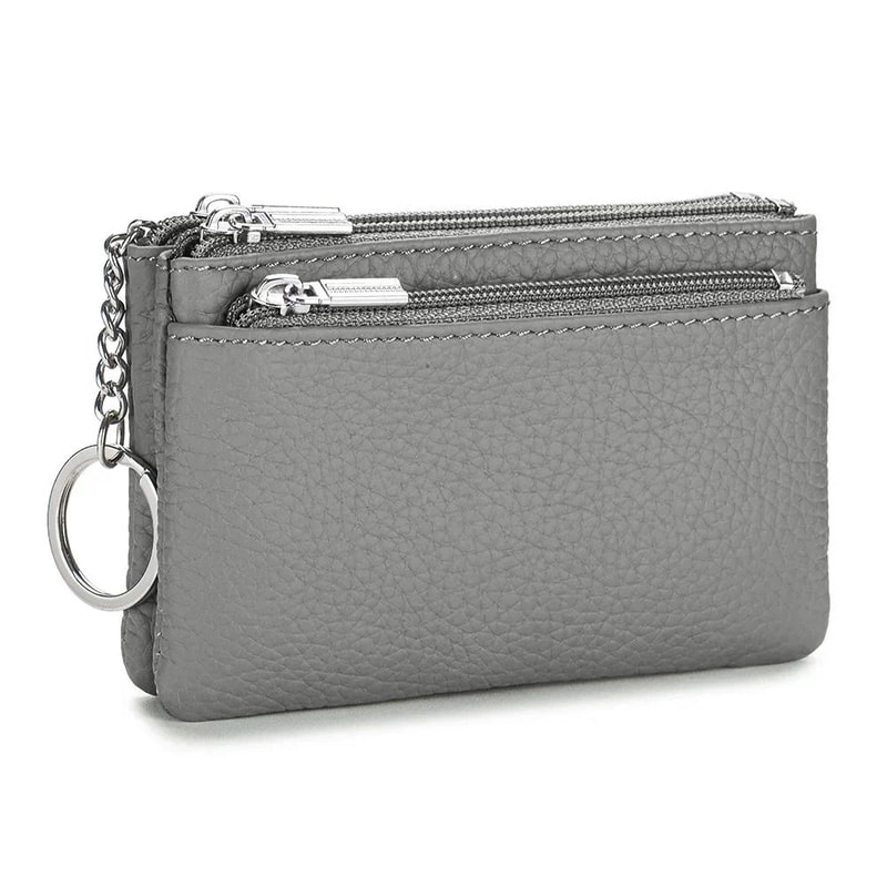 Soft Genuine Leather Zipper Wallet For Women Large Capacity Coin Purse With Keychain 17