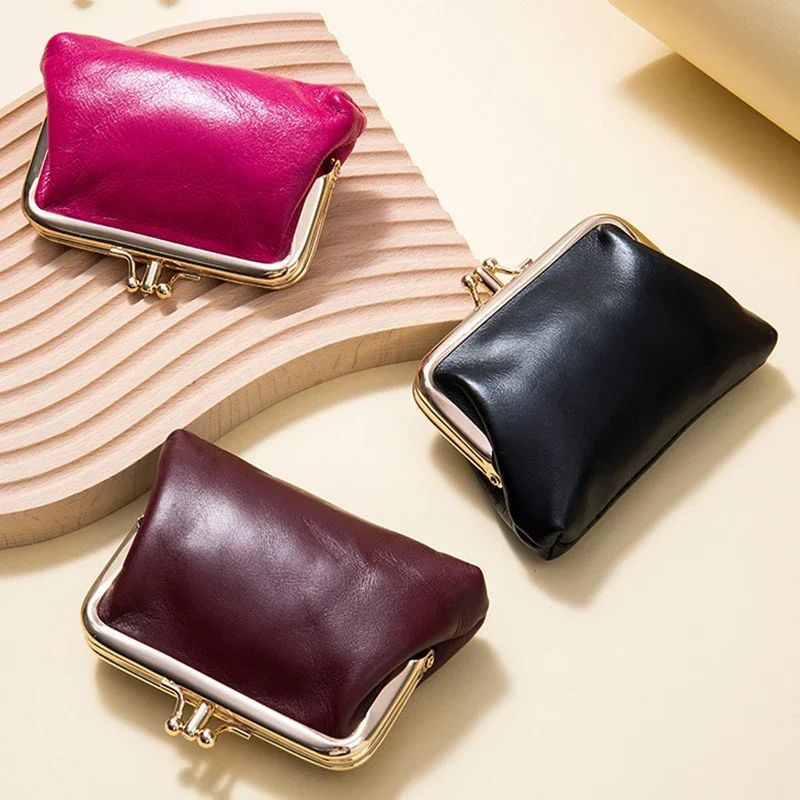 Vintage Genuine Leather Womens Wallet With Hasp Closure DoubleLayer Coin Purse Large Capacity Organ 5