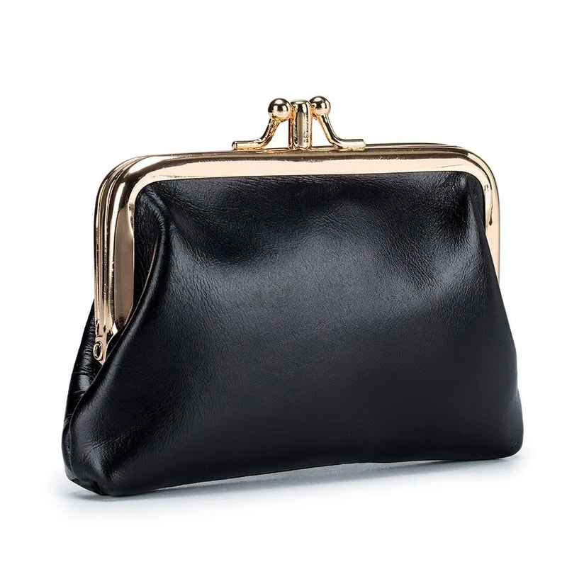 Vintage Genuine Leather Womens Wallet With Hasp Closure DoubleLayer Coin Purse Large Capacity Organ 6