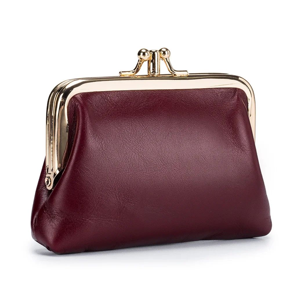 Vintage Genuine Leather Womens Wallet With Hasp Closure DoubleLayer Coin Purse Large Capacity Organ 10