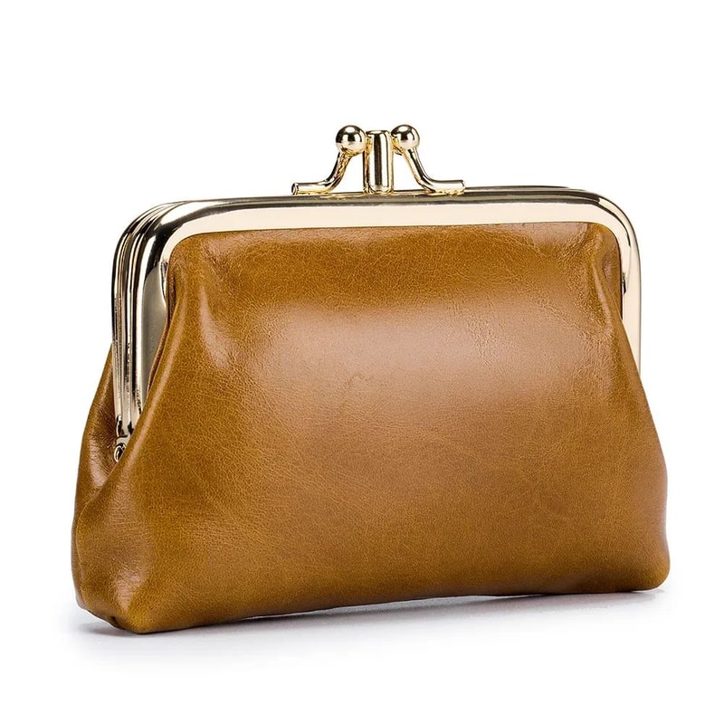 Vintage Genuine Leather Womens Wallet With Hasp Closure DoubleLayer Coin Purse Large Capacity Organ 11