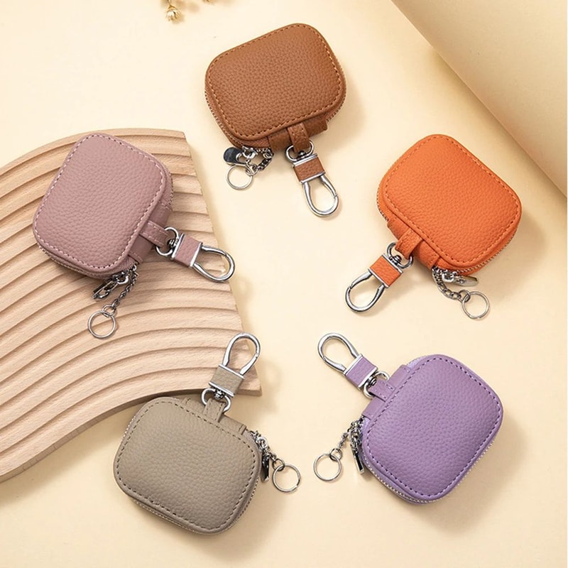 Premium Genuine Leather Key Earphone Organizer Pouch Universal Unisex Protective Case 3