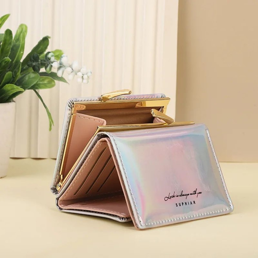 PU Leather Wallet Womens Compact Clutch Short Hasp Card Holder Wallet With Coin Pocket 2