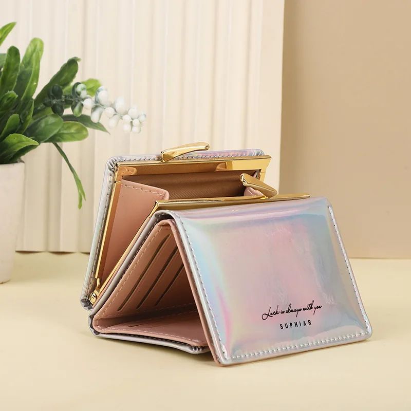 PU Leather Wallet Womens Compact Clutch Short Hasp Card Holder Wallet With Coin Pocket 2
