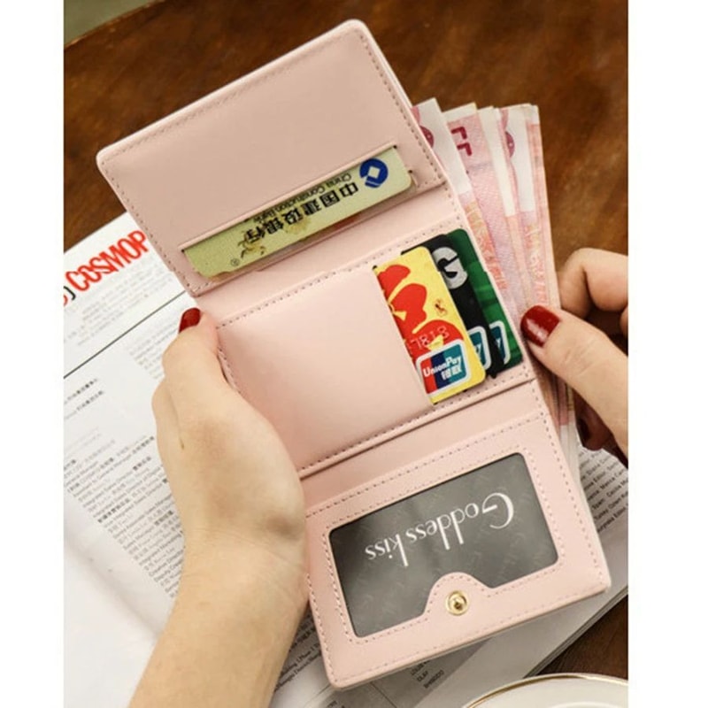 PU Leather Wallet Womens Compact Clutch Short Hasp Card Holder Wallet With Coin Pocket 3