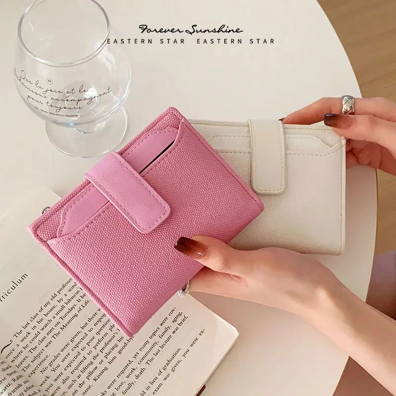 Everyday Compact Womens Wallet PU Leather Short Bifold With Zipper Coin Pocket Snap Closure 1