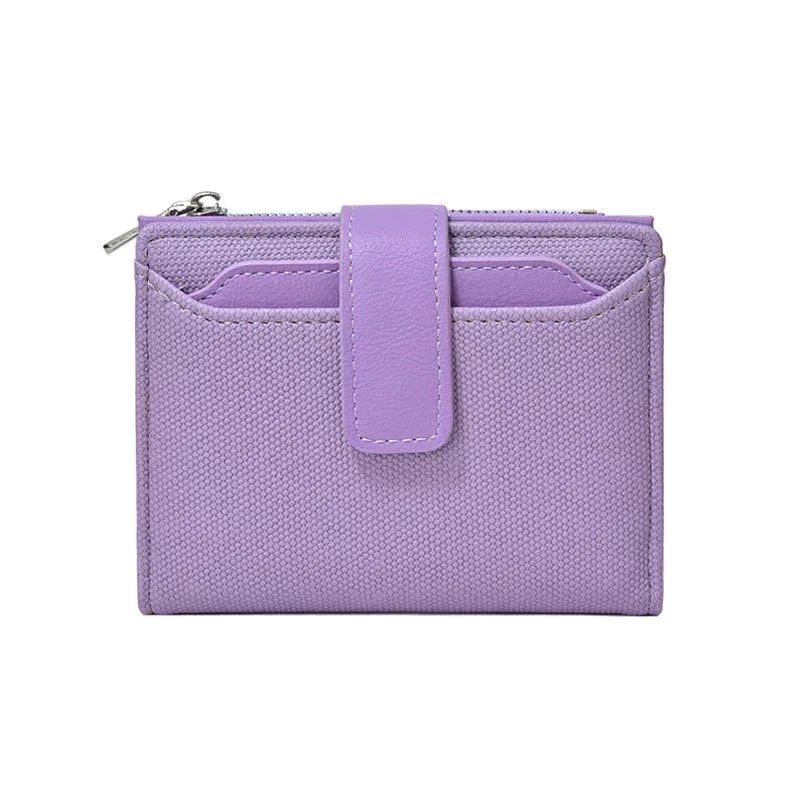 Everyday Compact Womens Wallet PU Leather Short Bifold With Zipper Coin Pocket Snap Closure 9
