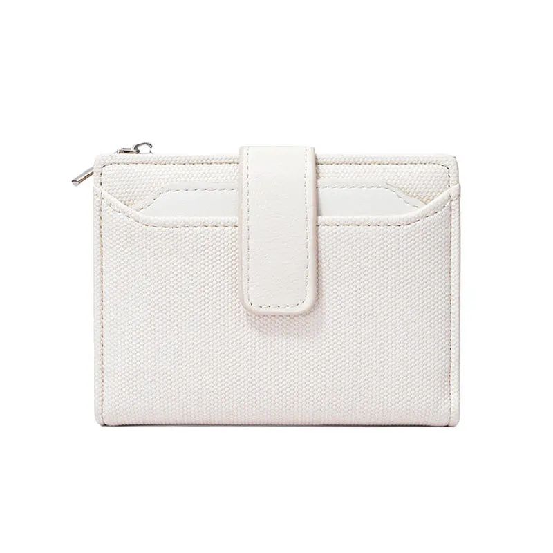 Everyday Compact Womens Wallet PU Leather Short Bifold With Zipper Coin Pocket Snap Closure 10