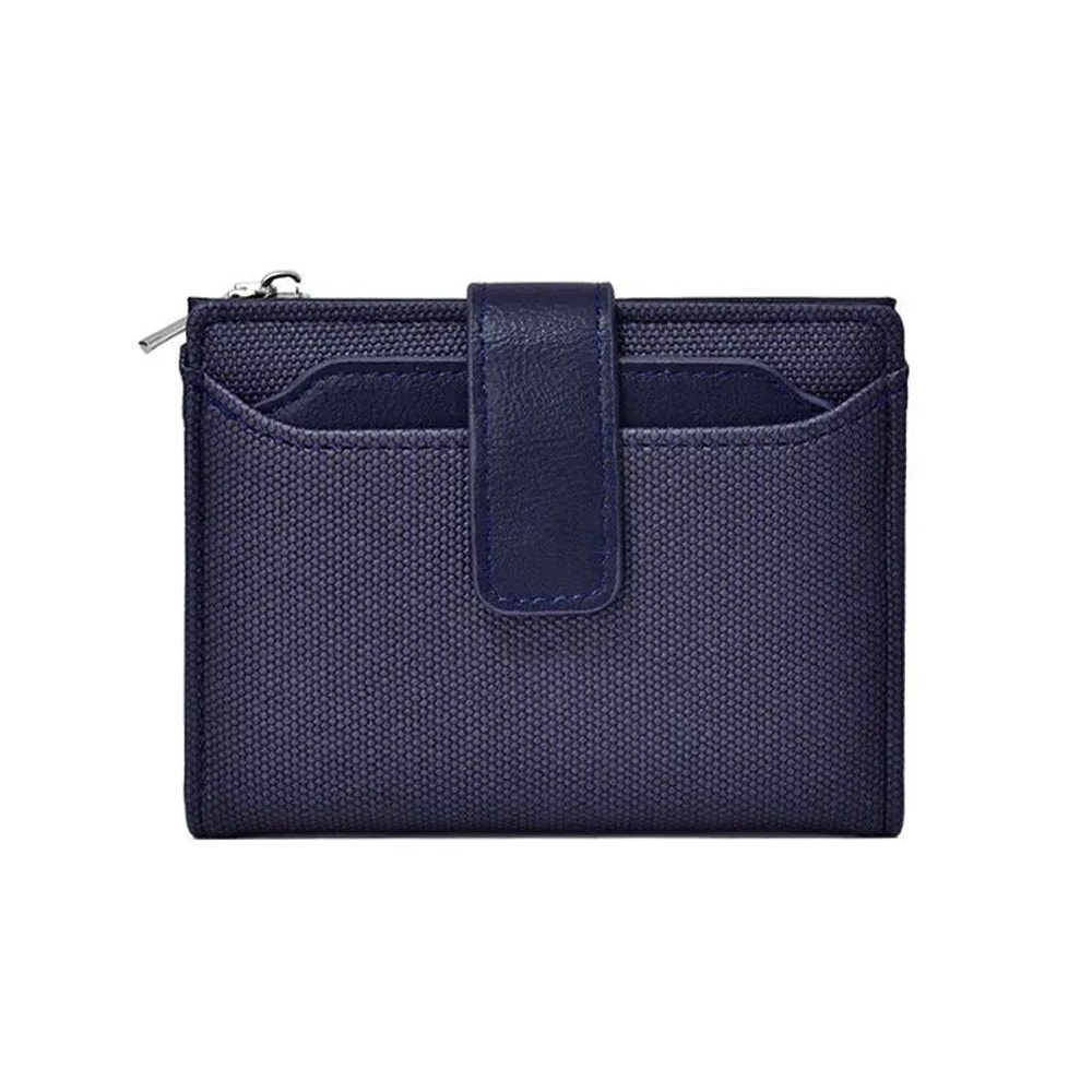 Everyday Compact Womens Wallet PU Leather Short Bifold With Zipper Coin Pocket Snap Closure 12