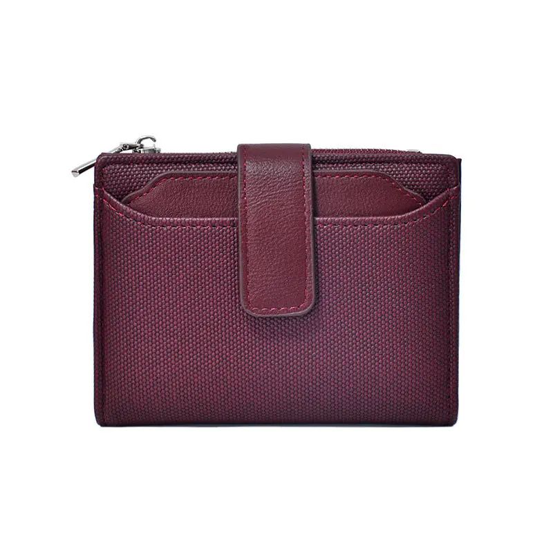 Everyday Compact Womens Wallet PU Leather Short Bifold With Zipper Coin Pocket Snap Closure 13