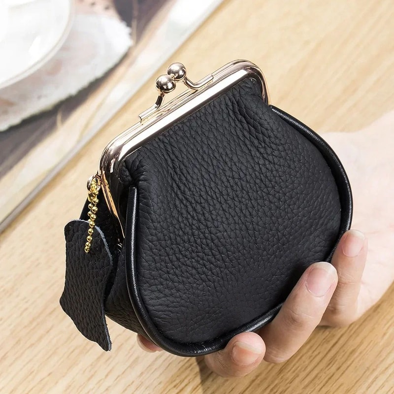 Genuine Leather Clip Wallet For Women Small Hasp Purse With Coin Pocket And Card Slots 4