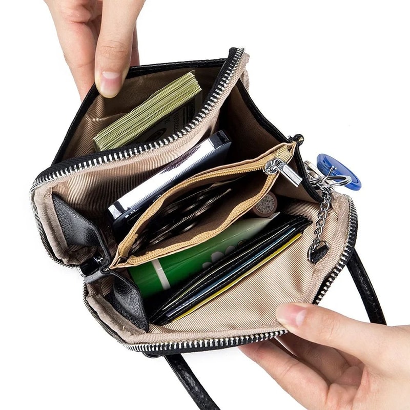 Genuine Leather Crossbody Bag For Women Zipper Shoulder Bag Large Capacity Phone Purse 2