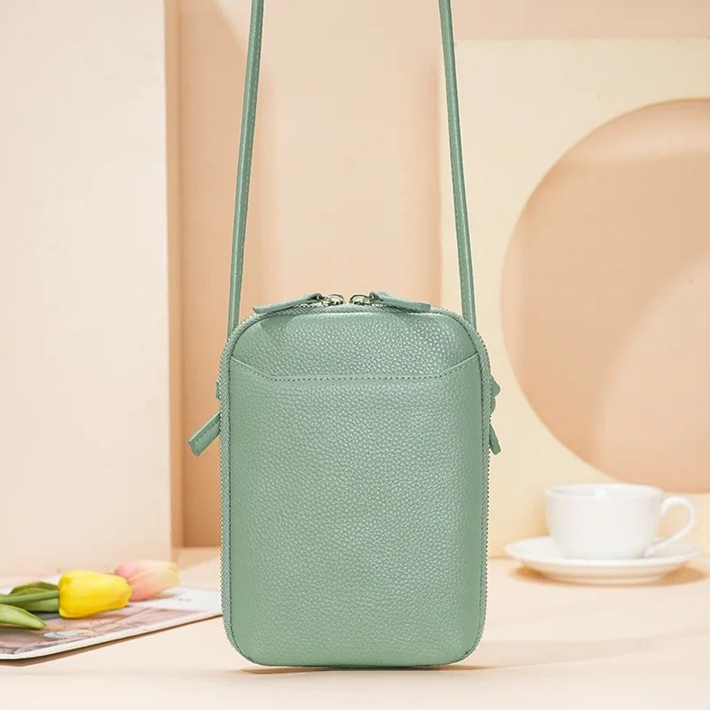 Genuine Leather Crossbody Bag For Women Zipper Shoulder Bag Large Capacity Phone Purse 3