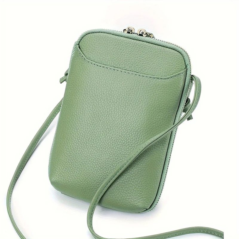 Genuine Leather Crossbody Bag For Women Zipper Shoulder Bag Large Capacity Phone Purse 5