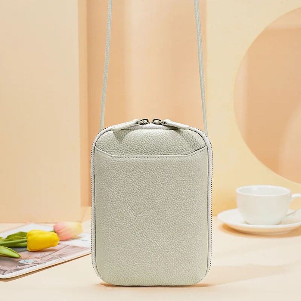 Genuine Leather Crossbody Bag For Women Zipper Shoulder Bag Large Capacity Phone Purse 7