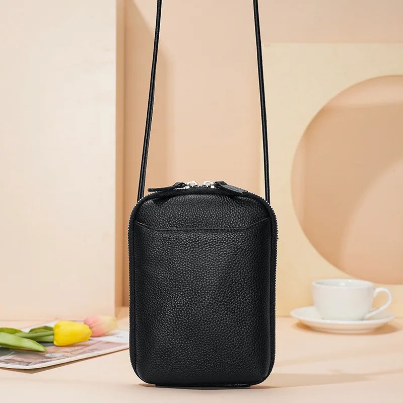 Genuine Leather Crossbody Bag For Women Zipper Shoulder Bag Large Capacity Phone Purse 8