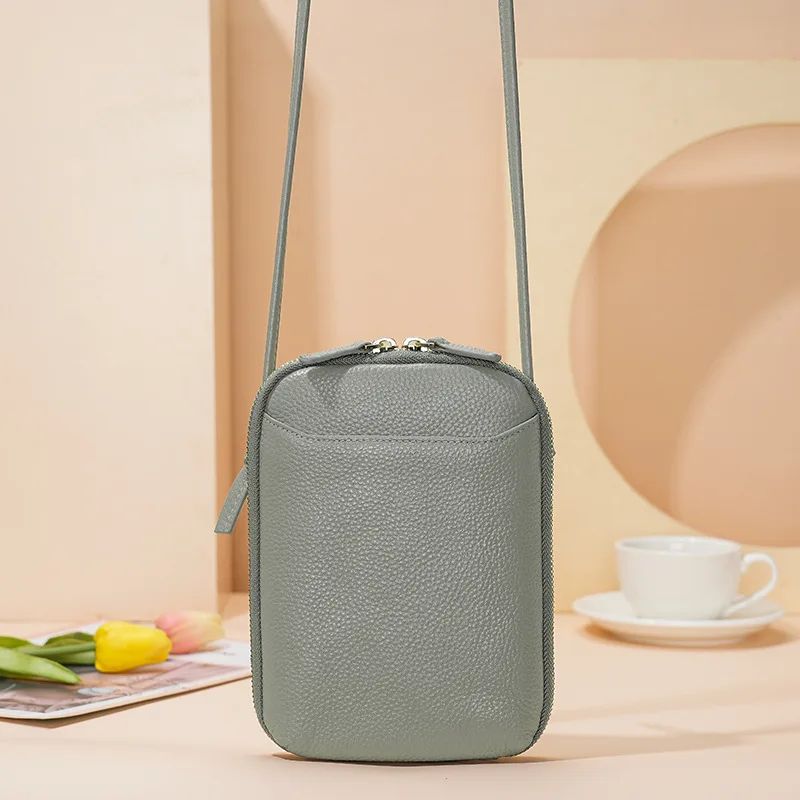 Genuine Leather Crossbody Bag For Women Zipper Shoulder Bag Large Capacity Phone Purse 10