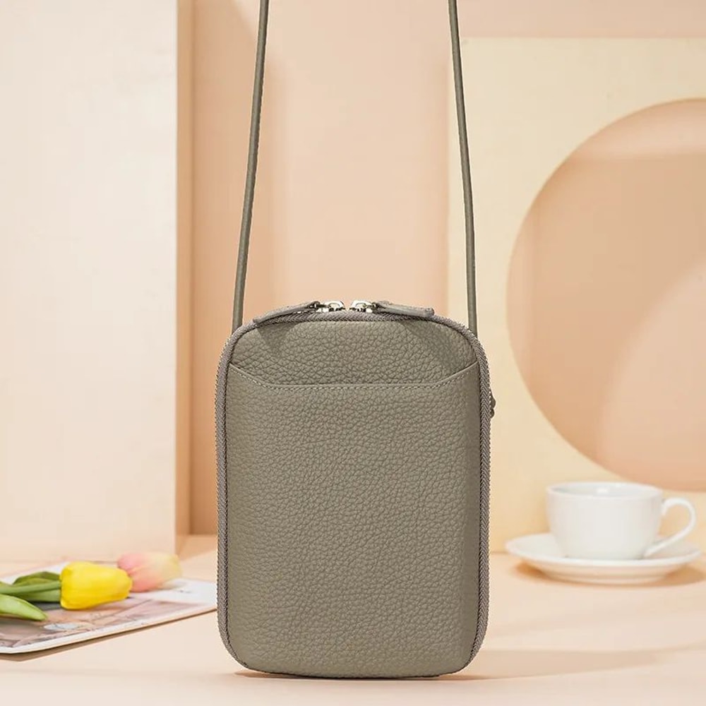 Genuine Leather Crossbody Bag For Women Zipper Shoulder Bag Large Capacity Phone Purse 11