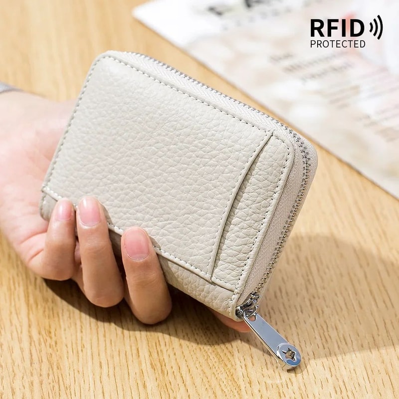 RFID Genuine Leather Wallet For Women Large Capacity Cowhide Card Holder With Coin Pocket 4