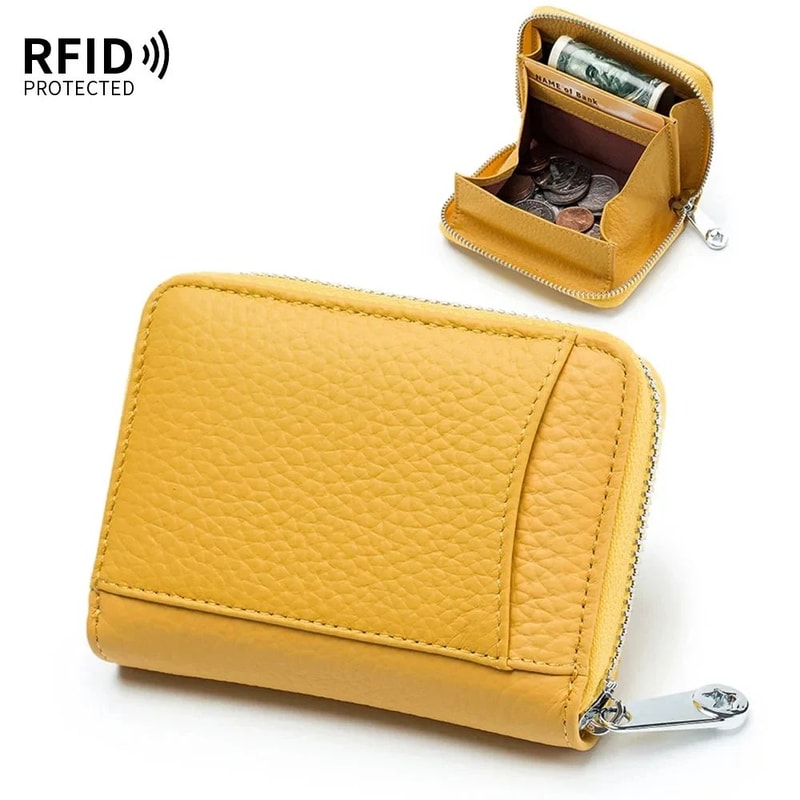 RFID Genuine Leather Wallet For Women Large Capacity Cowhide Card Holder With Coin Pocket 13