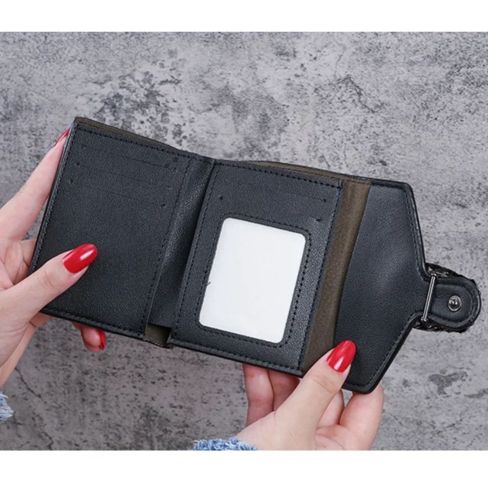 Mini Womens Wallet In Lychee Texture PU Leather Small Bifold Wallet With Coin Pocket Card Slots 2