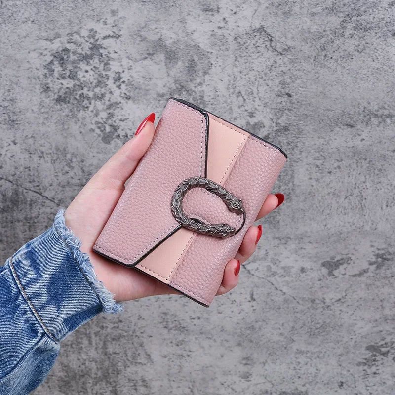 Mini Womens Wallet In Lychee Texture PU Leather Small Bifold Wallet With Coin Pocket Card Slots 6