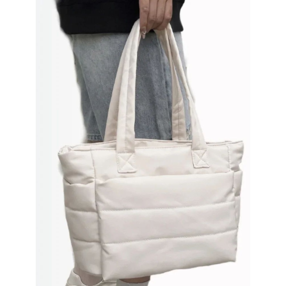 Minimalist Puffy Nylon Tote Bag For Women Lightweight LargeCapacity Everyday Handbag 4
