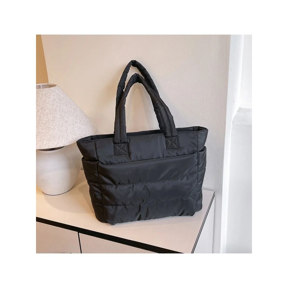 Minimalist Puffy Nylon Tote Bag For Women Lightweight LargeCapacity Everyday Handbag 7
